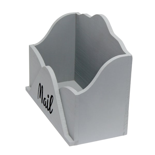 Envelope Shaped Letter Holder, Bills Organizer, Storage Box, Crate With Mail Script In Black, Gray